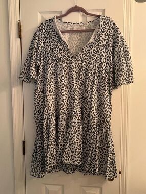 Emerson Fry Black and White Leopard Print Mini Dress